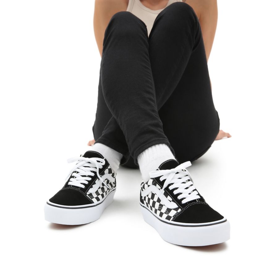 Vans Checkerboard Old Skool flatforms παπούτσια μαυρα | VN639N7AA96