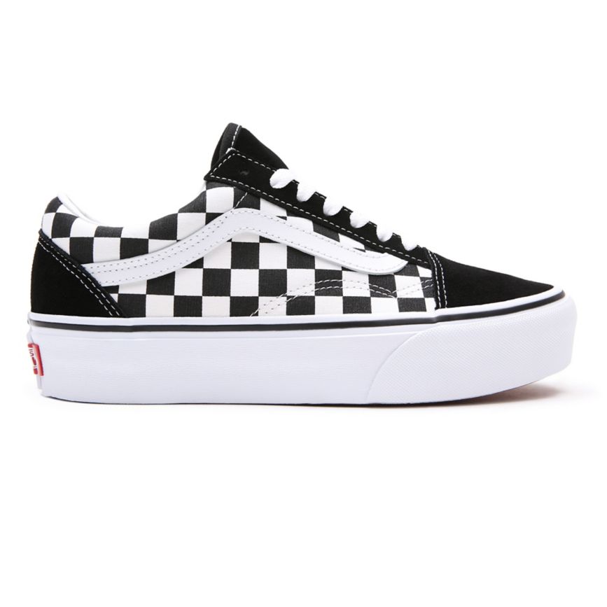Vans Checkerboard Old Skool flatforms παπούτσια μαυρα | VN639N7AA96