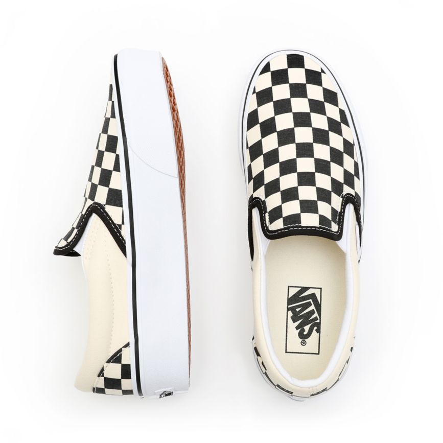 Vans Checkerboard κλασικα Slip-On flatforms παπούτσια μαυρα | VN004X1TZ65