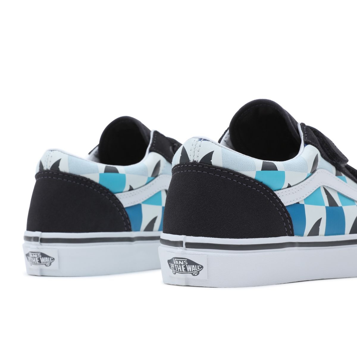 Vans Glow Checkerboard Sharks Old Skool Velcro παπούτσια μαυρα | VN963K2KC46