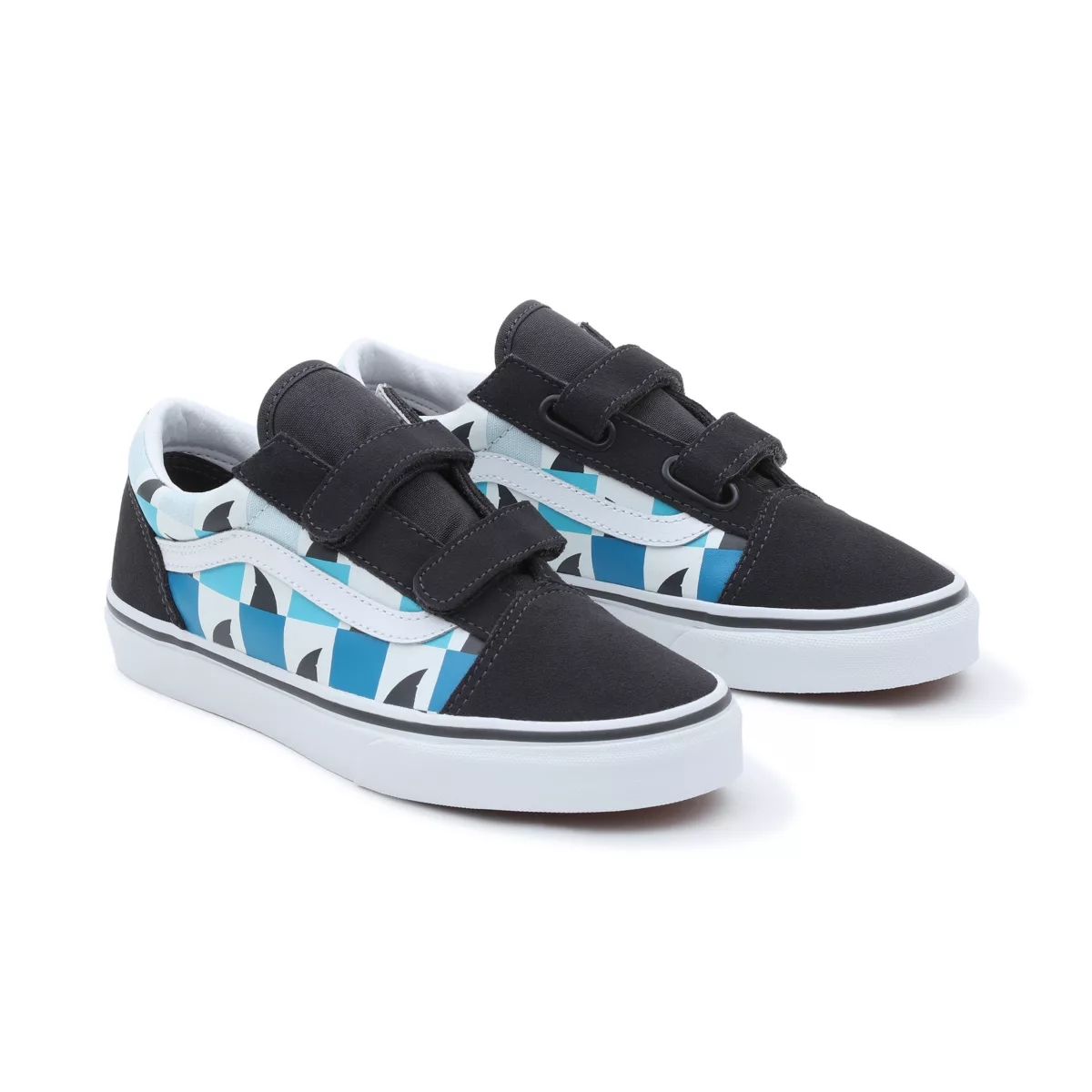 Vans Glow Checkerboard Sharks Old Skool Velcro παπούτσια μαυρα | VN963K2KC46