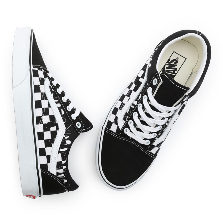 Vans Paint Drip Checkerboard Old Skool παπούτσια μαυρα | VN128M7MH14