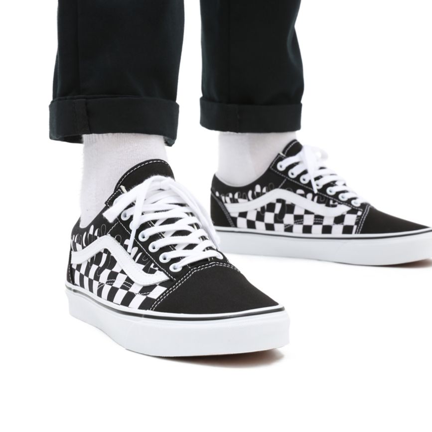 Vans Paint Drip Checkerboard Old Skool παπούτσια μαυρα | VN128M7MH14