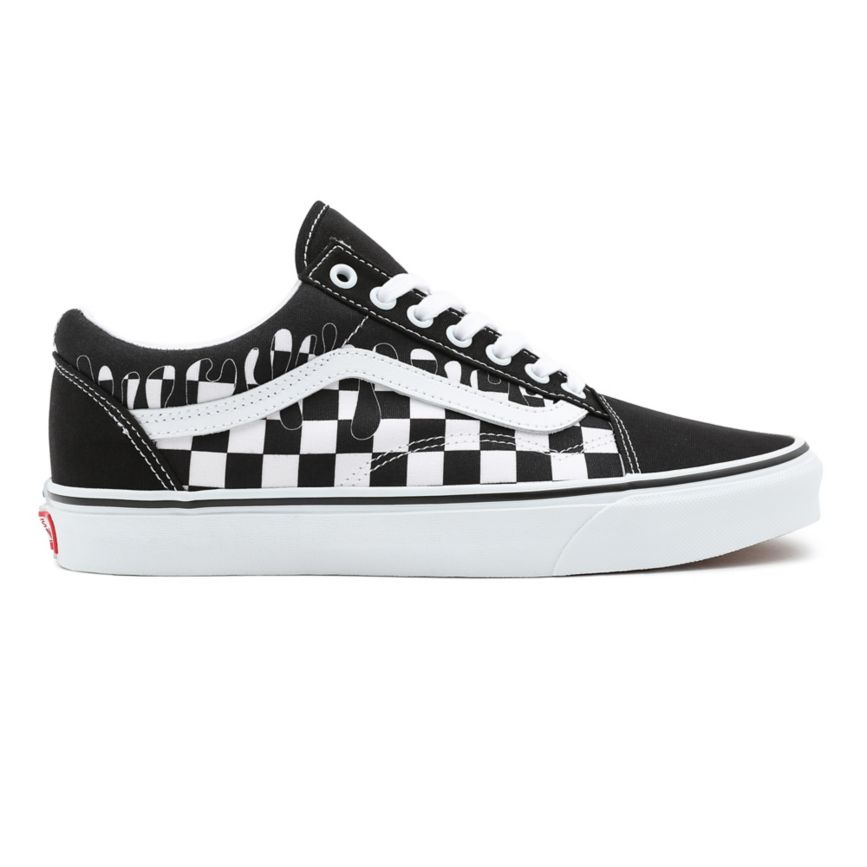 Vans Paint Drip Checkerboard Old Skool παπούτσια μαυρα | VN128M7MH14