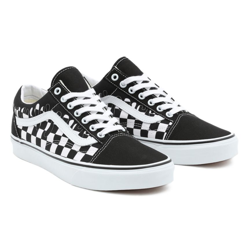 Vans Paint Drip Checkerboard Old Skool παπούτσια μαυρα | VN128M7MH14