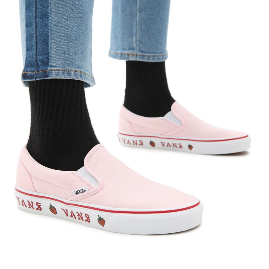 Vans Sidewall Print κλασικα Slip-On παπούτσια ροζ | VN128M7BX71